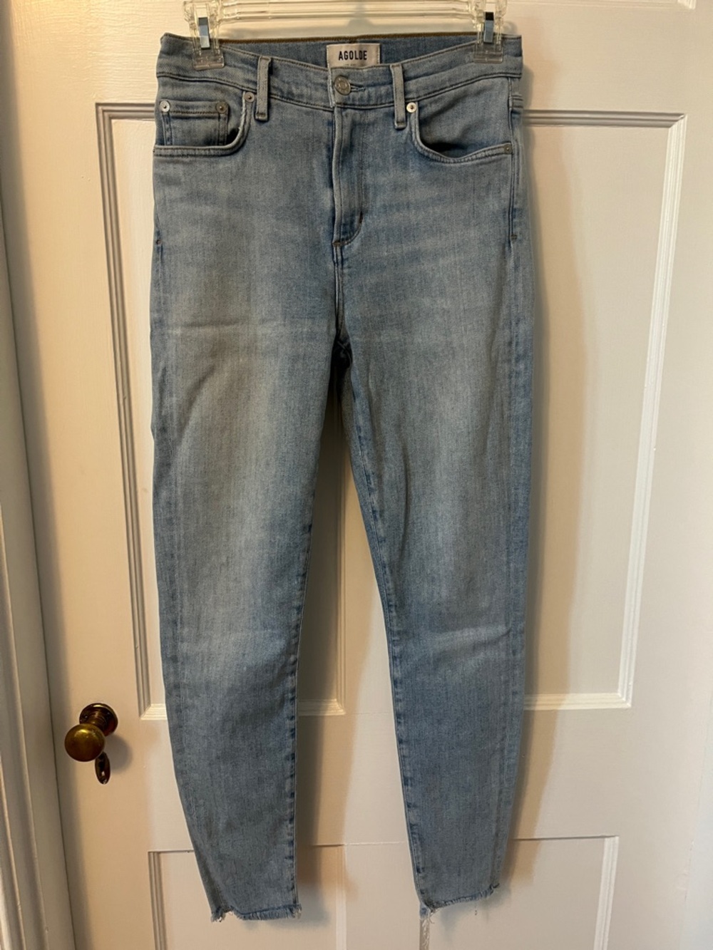 Agolde Skinny Jeans with Frayed Ankle Hem